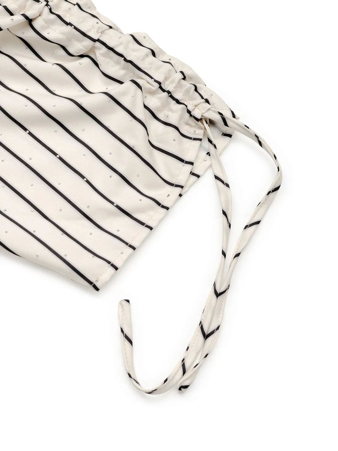 Drawstring Striped Half Sleeve Blouse Blouse Luxurious Weddings