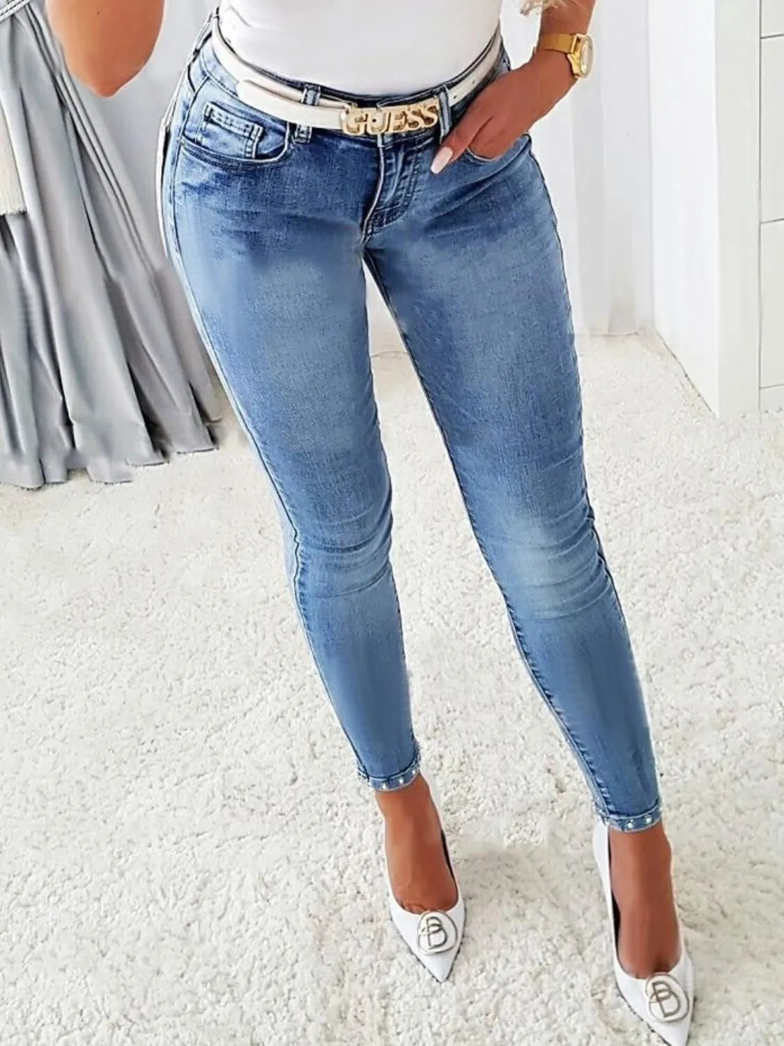 Rhinestone Butterfly Jeans with Pockets jeans Luxurious Weddings