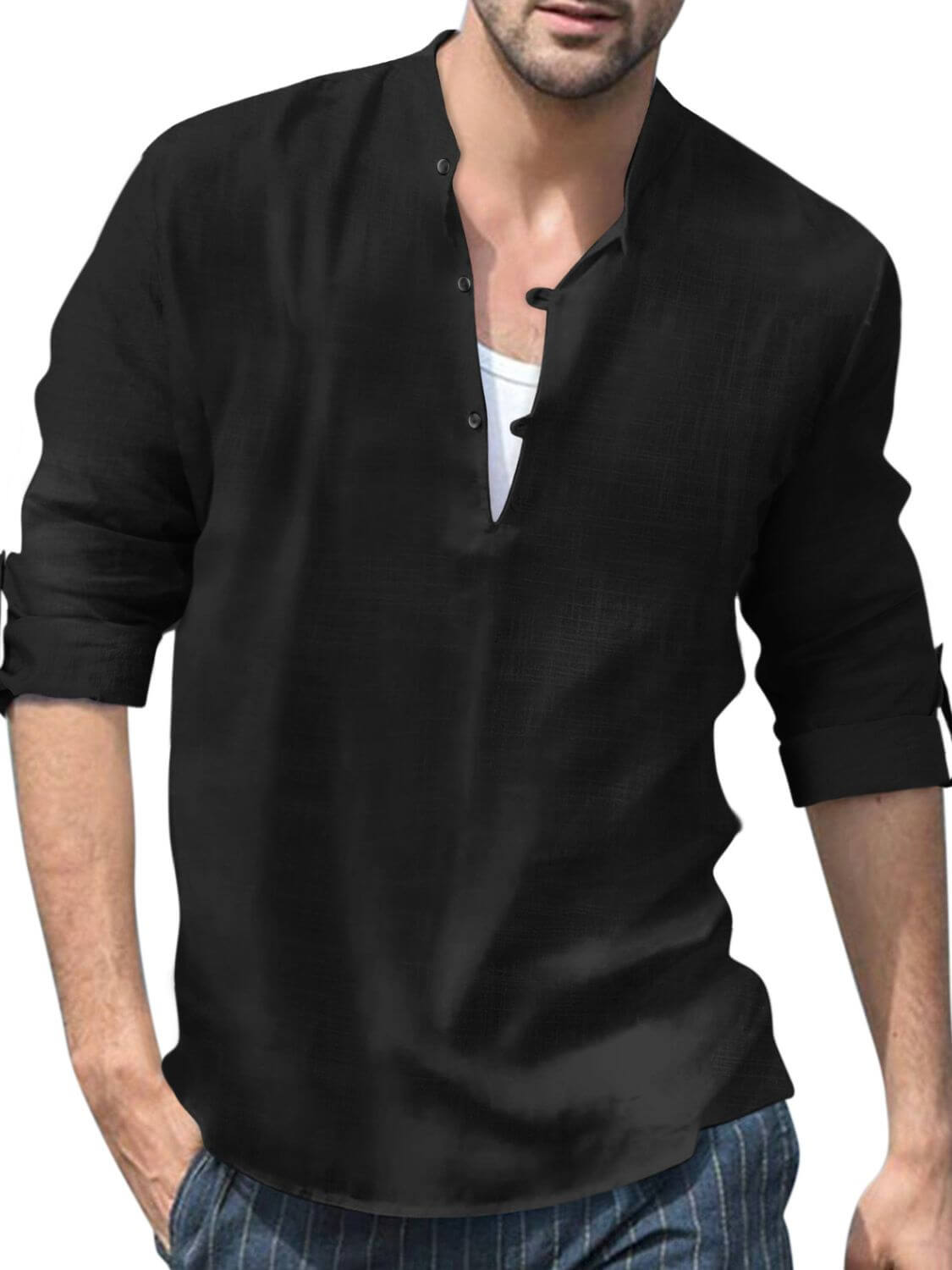 Men's Full Size Half Button Long Sleeve Shirt Plus Size shirts Luxurious Weddings