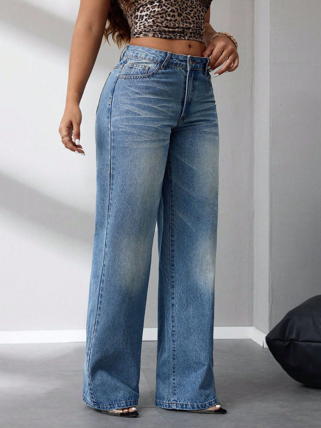 Wide Leg Jeans with Pockets Jeans Luxurious Weddings