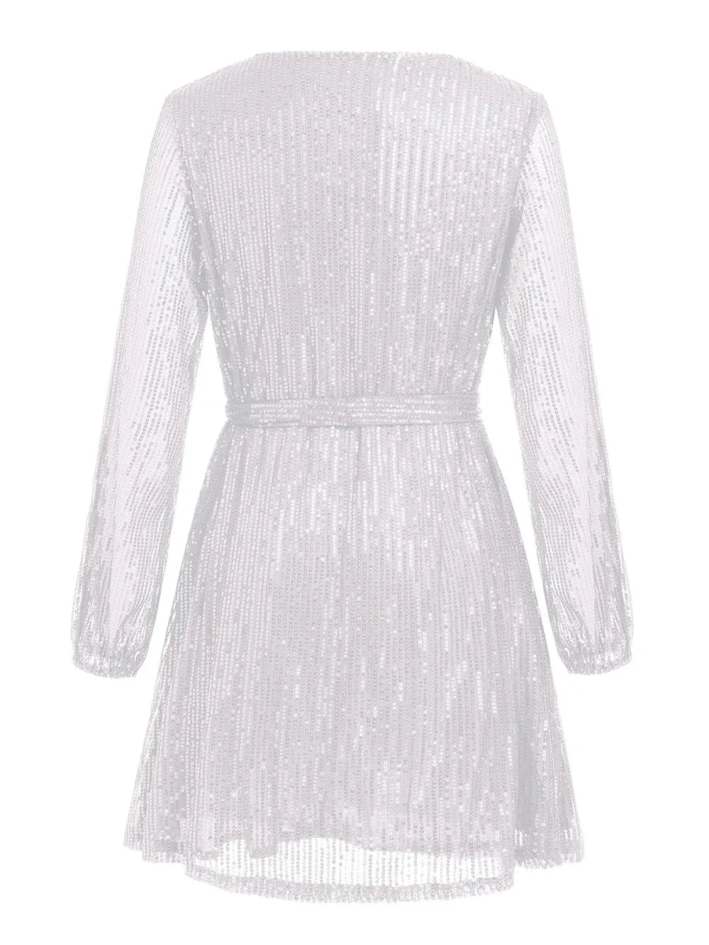 Sequin Tie Waist Long Sleeve Mini Dress Mini dress Luxurious Weddings