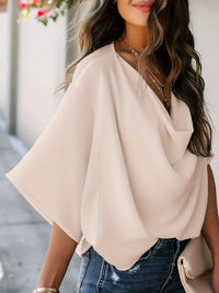 Full Size Ruched Three-Quarter Sleeve Blouse Plus Size Blouse Luxurious Weddings