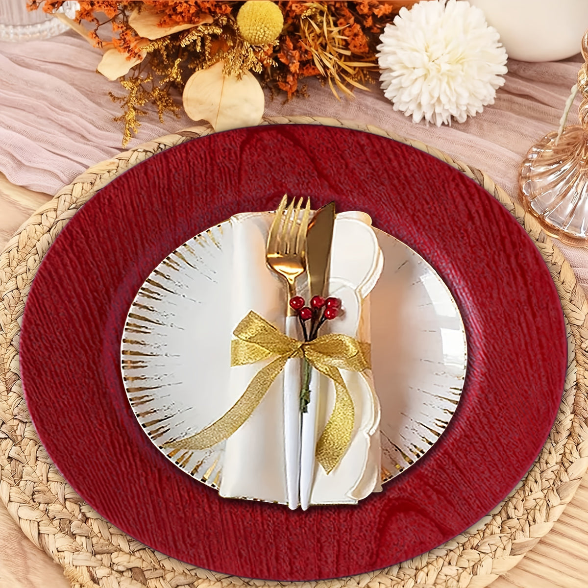 40pcs Elegant Round Plastic Charger Plates Tableware Luxurious Weddings