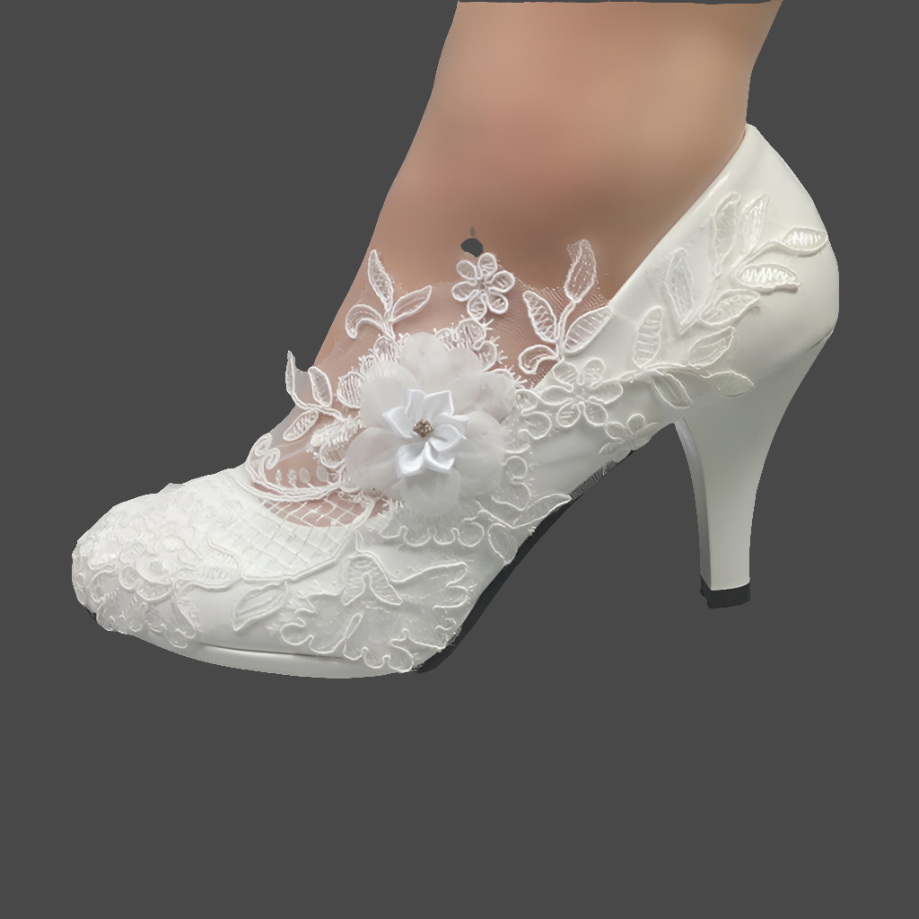 White Flower Pumps wedding shoes Bridal Shoes Luxurious Weddings