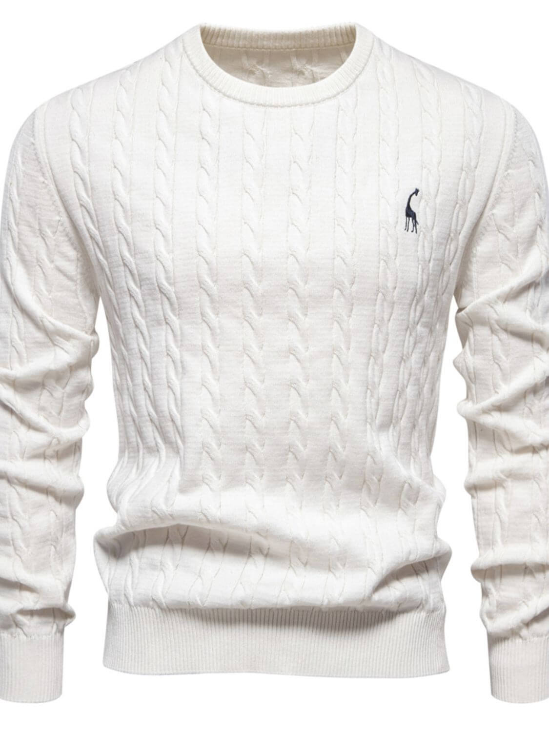 Men's Cable-Knit Round Neck Long Sleeve Sweater Sweatshirts Luxurious Weddings