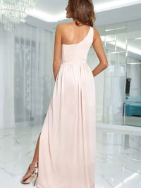 One-Shoulder High Slit Dress Maxi dress Luxurious Weddings