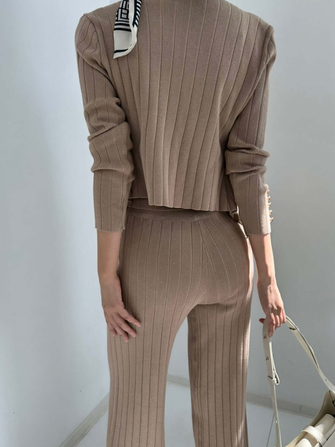 V-Neck Tank, Cardigan and Pants Three-Piece Sweater Set Matching Sets Luxurious Weddings