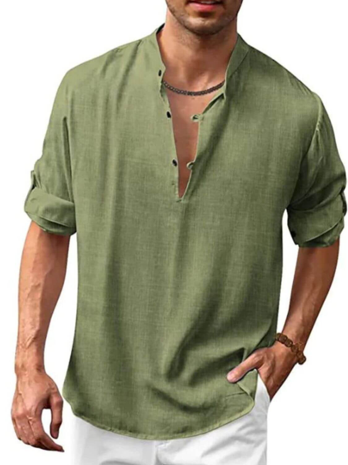 Men's Full Size Half Button Long Sleeve Shirt Plus Size shirts Luxurious Weddings