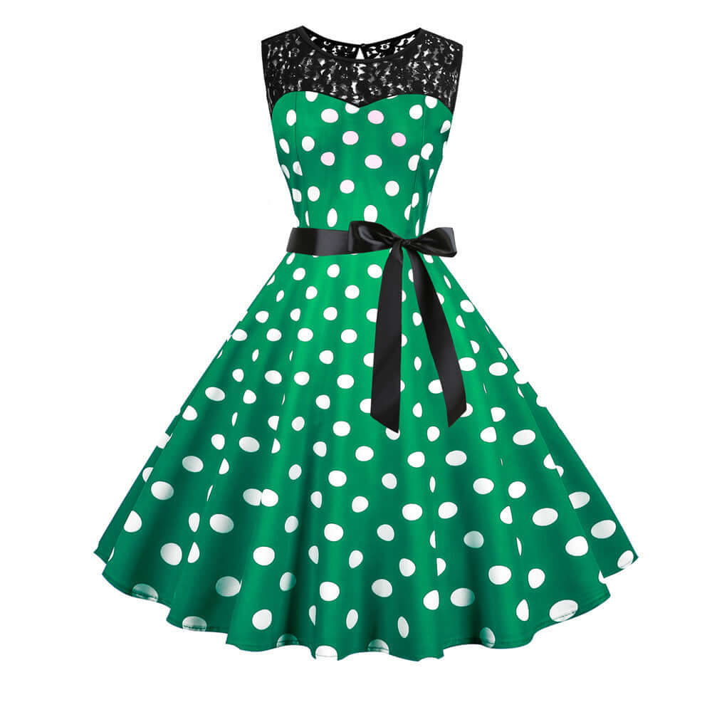 Polka Dot Sleeveless Dress Retro Dress Luxurious Weddings