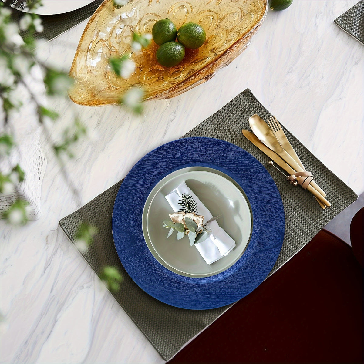 24pcs Dark Blue Elegant Charger Plates Set Charger Plates Luxurious Weddings