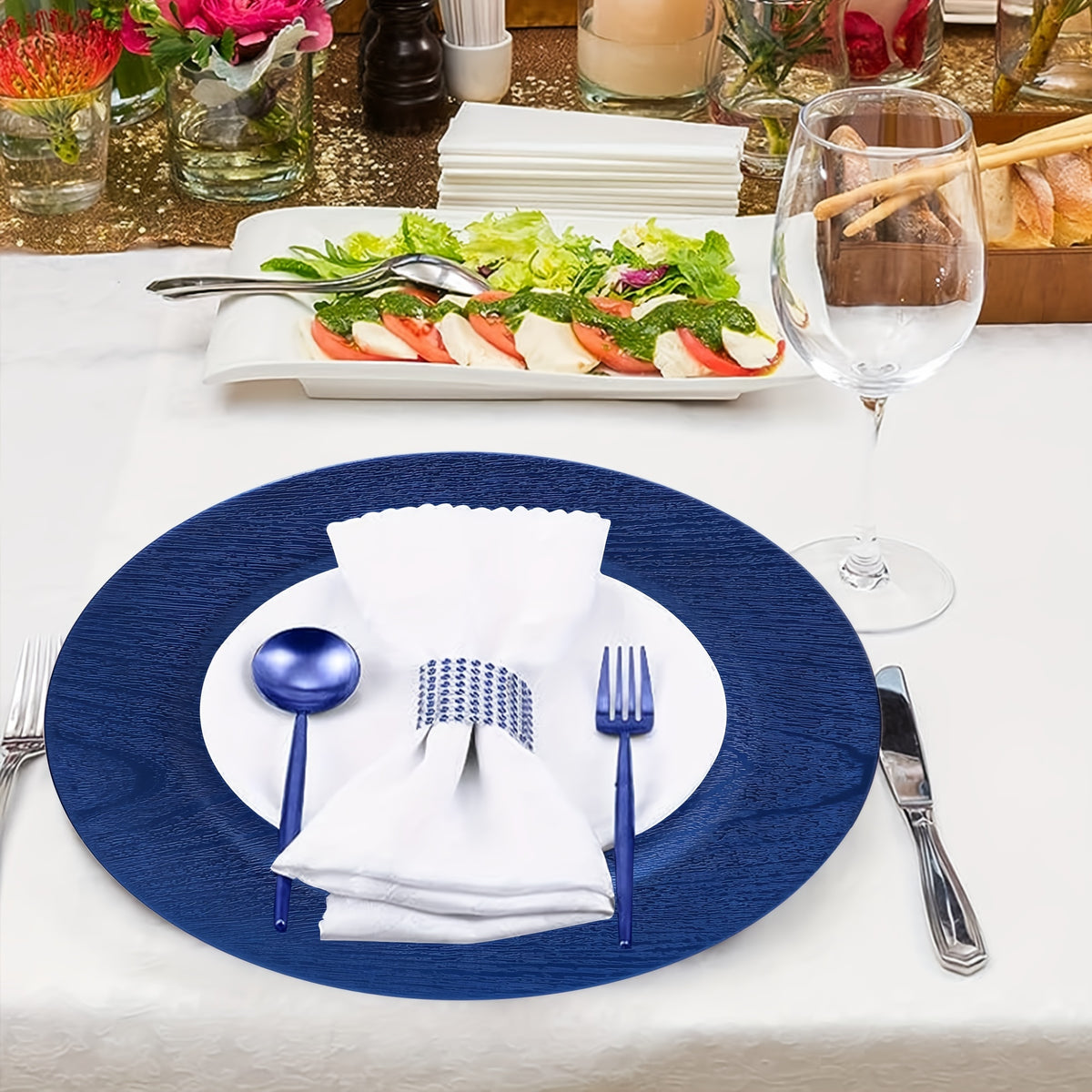 24pcs Dark Blue Elegant Charger Plates Set Charger Plates Luxurious Weddings