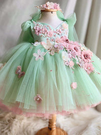 Children's Bow Mesh Bubble Skirt Dress girls dress Luxurious Weddings
