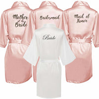 New Bride Bridesmaid Robe With White Black Letters Mother Bridal Robes Luxurious Weddings