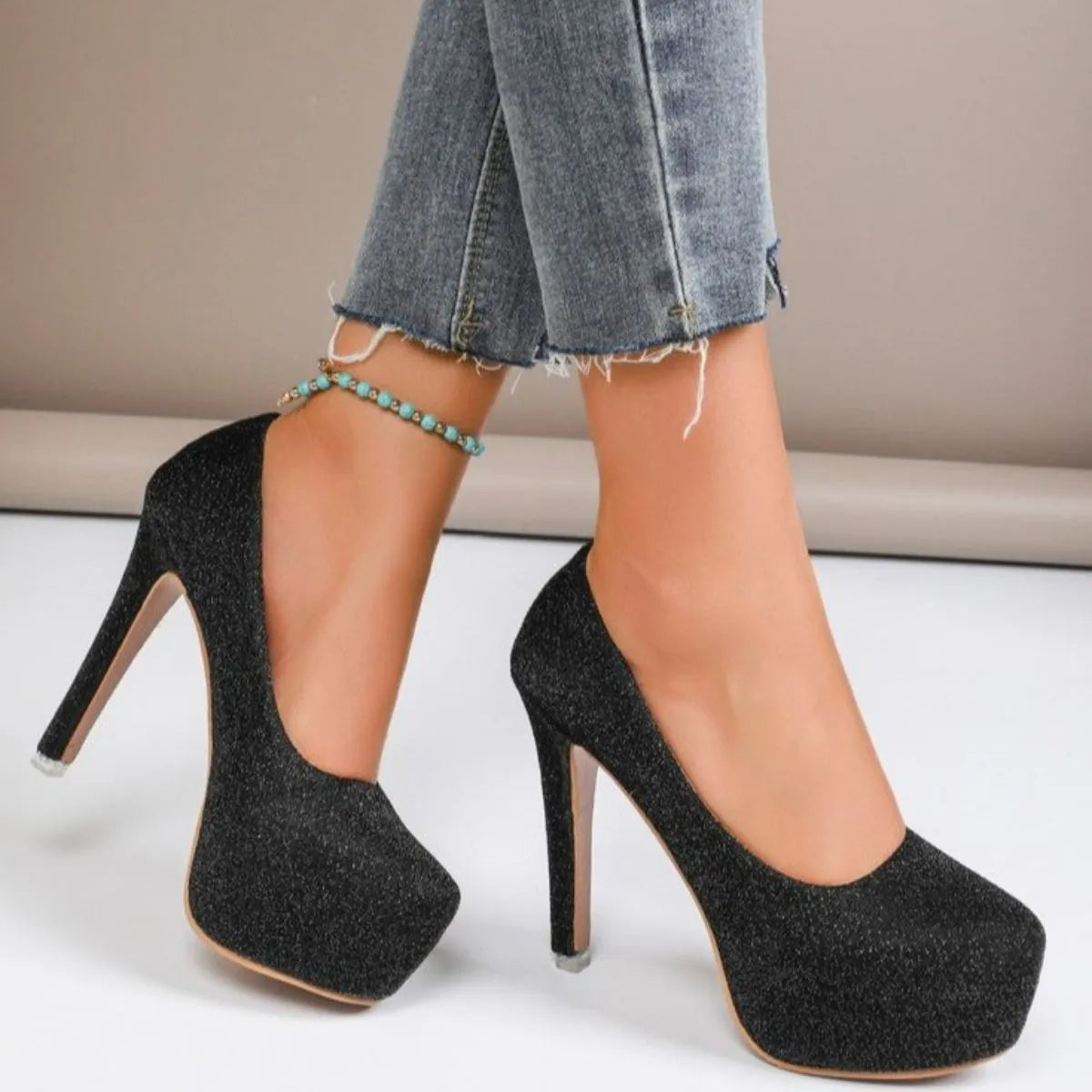 Round Toe Stiletto Pumps High heels Luxurious Weddings