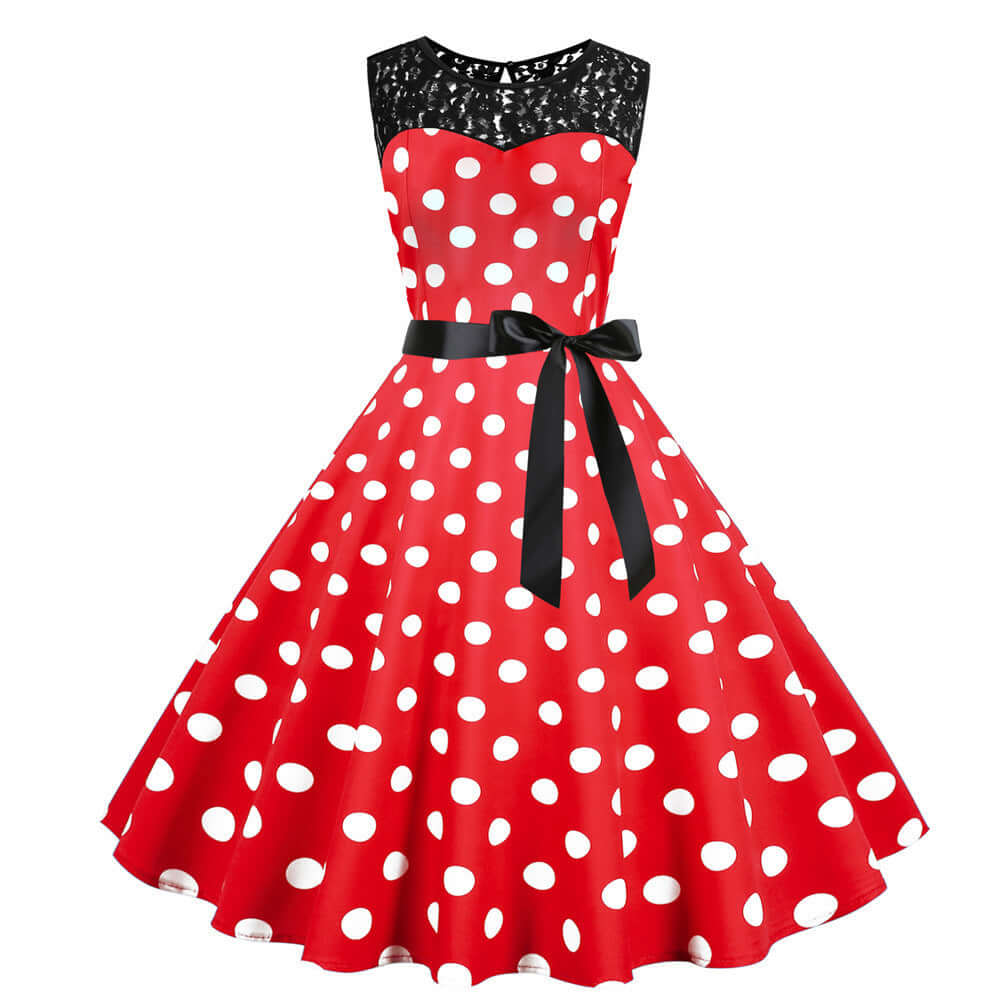 Polka Dot Sleeveless Dress Retro Dress Luxurious Weddings