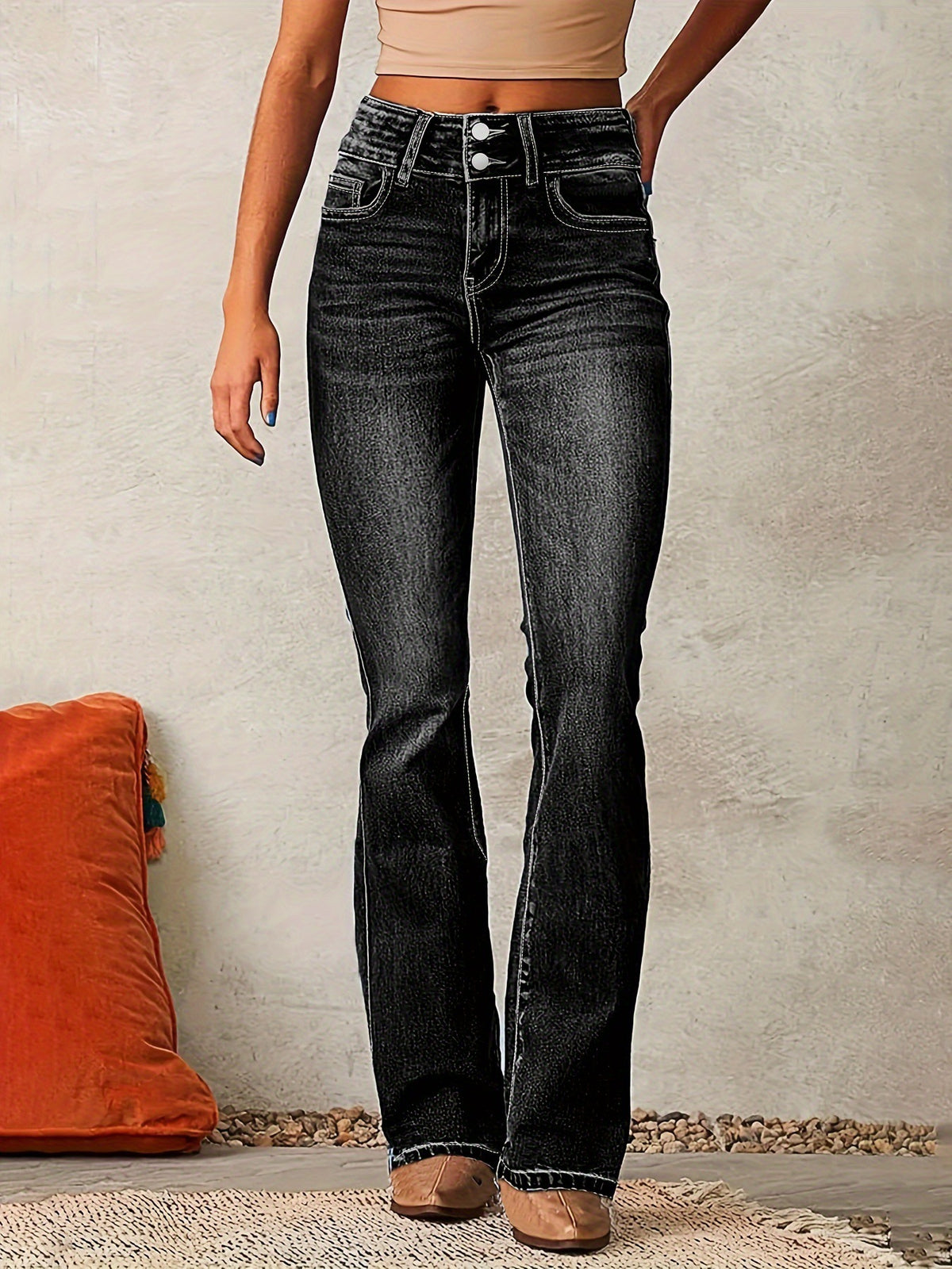 Cat Whisker Washed Bootcut Jeans Jeans Luxurious Weddings