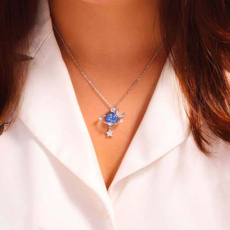 Starry Sky Inlaid Zircon Moon Star Necklace NECKLACE Luxurious Weddings