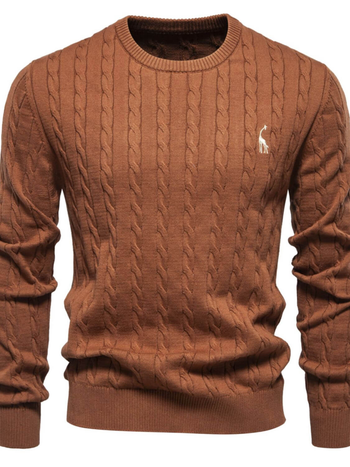Men's Cable-Knit Round Neck Long Sleeve Sweater Sweatshirts Luxurious Weddings