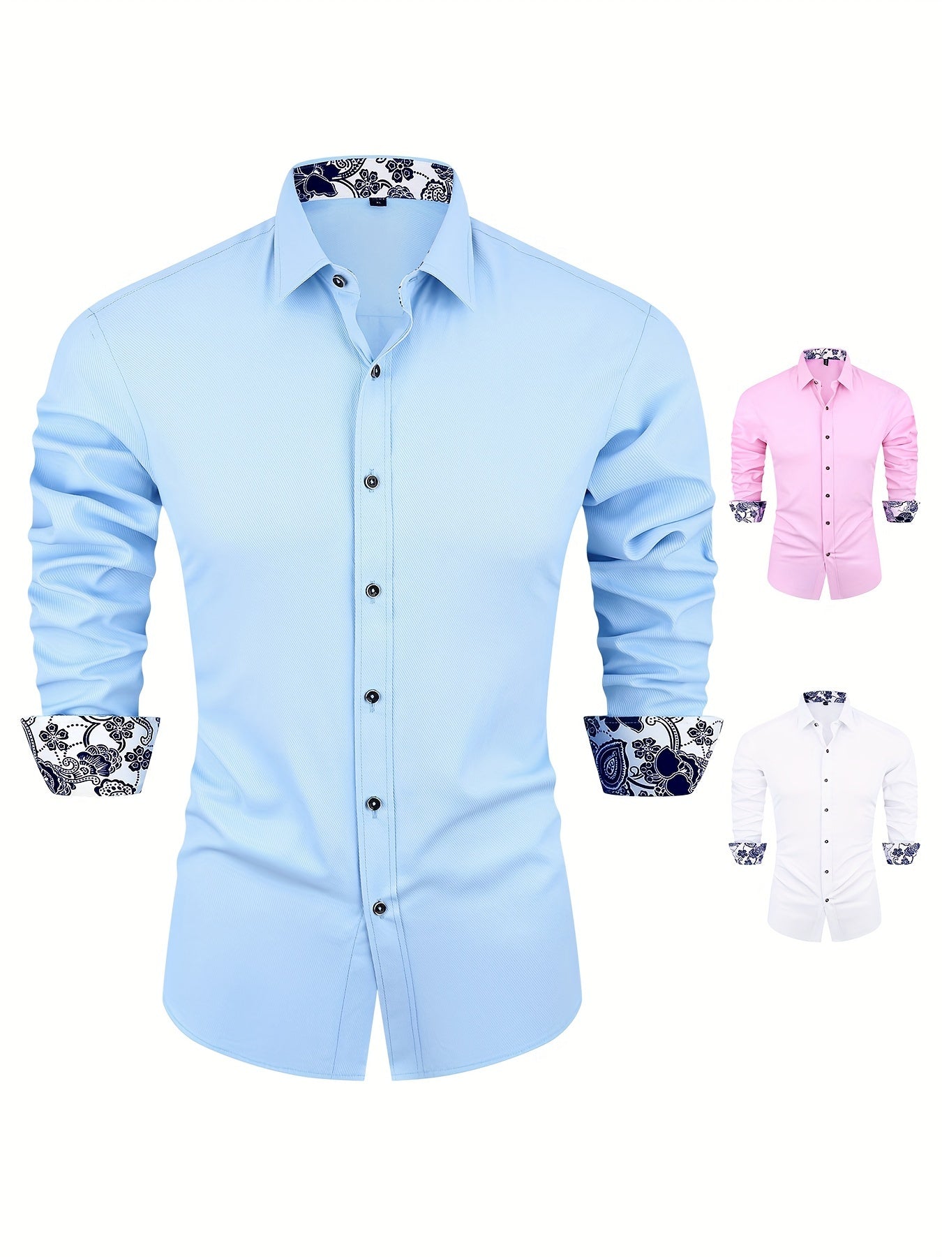 Men's Long Sleeve Tuxedo Shirt for Spring & Autumn Men's Formal Shirts Luxurious Weddings