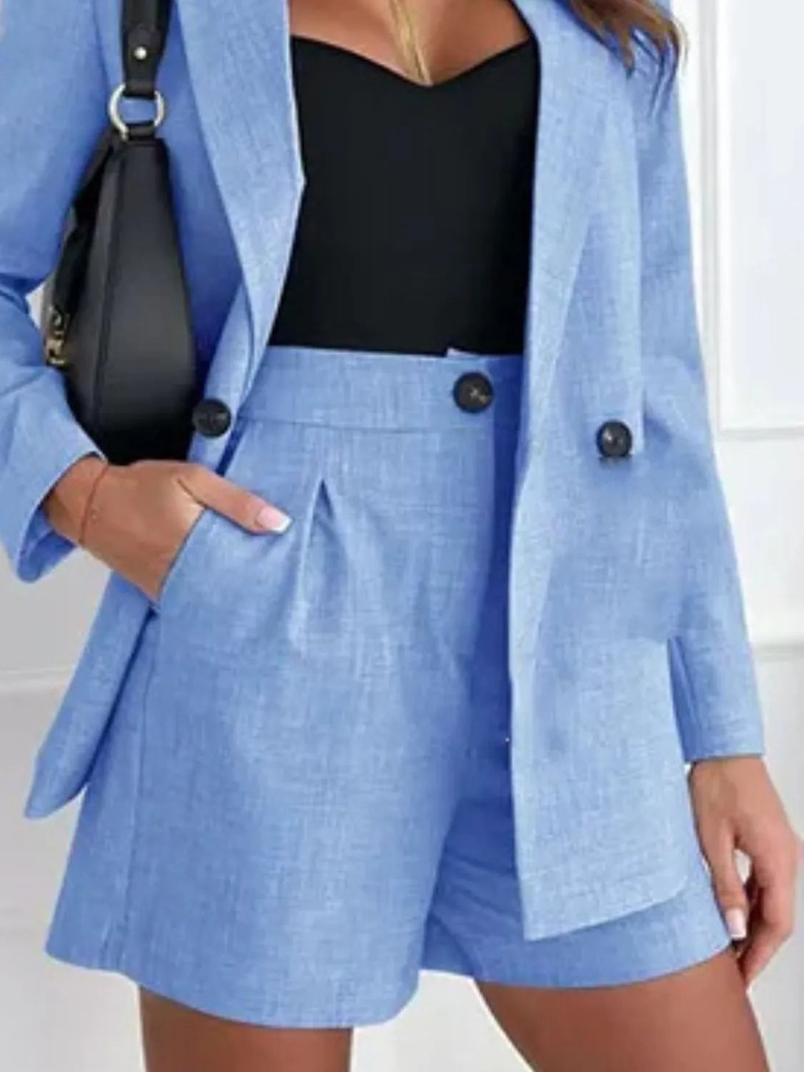 One Button Lapel Collar Blazer and Shorts Set womens suits Luxurious Weddings