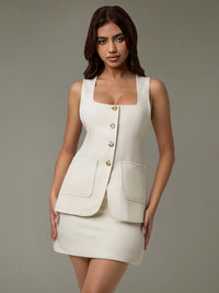 Button Down Sleeveless Top and Skirt Set sleevless top & skirt Luxurious Weddings