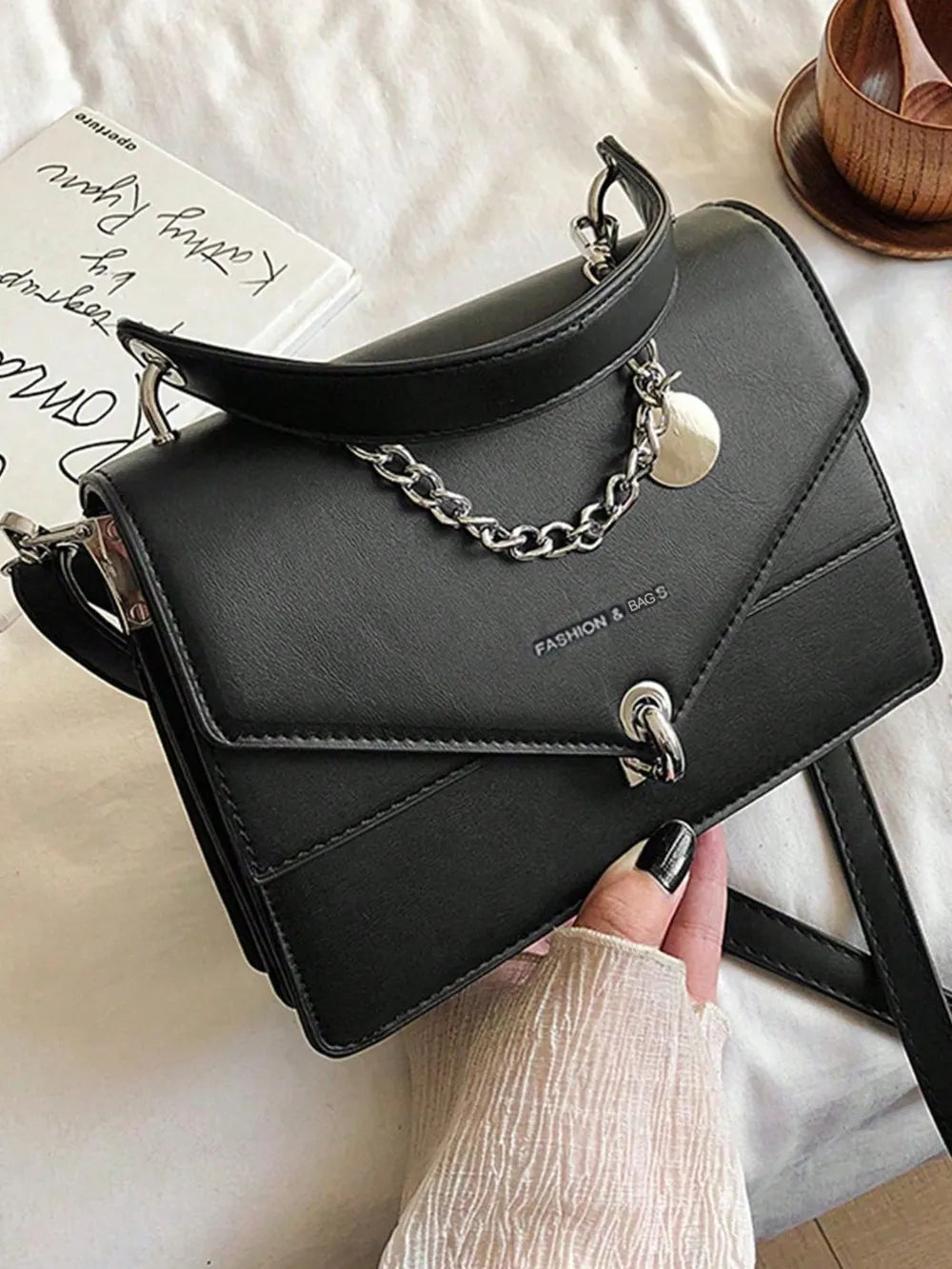 Chain PU Leather Detachable Shoulder Strap Handbag Handbags Luxurious Weddings