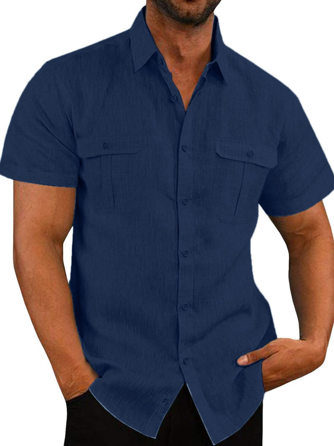 Men's Plus Size Collared Neck Short Sleeve Shirt Men’s shirts Luxurious Weddings