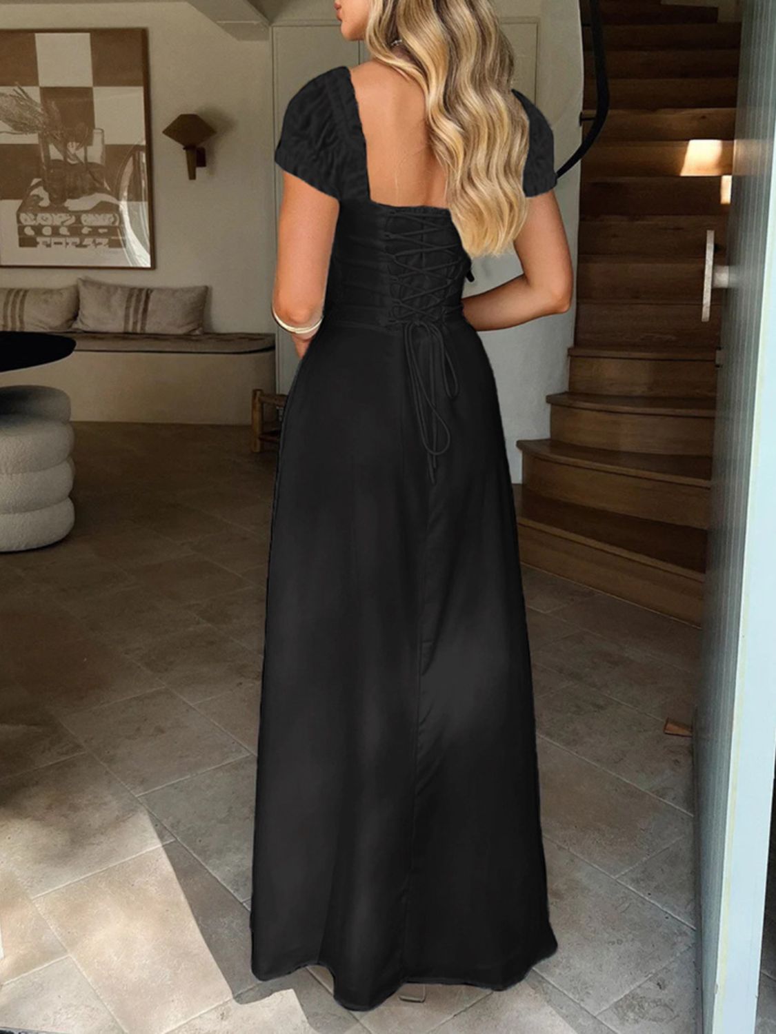 Devine Sweetheart Neck Short Sleeve Maxi Dress Maxi dresd Luxurious Weddings