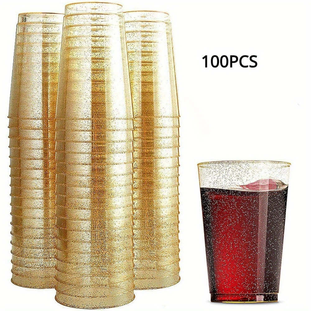 100 Disposable Plastic Champagne Glasses for Events Cups Luxurious Weddings