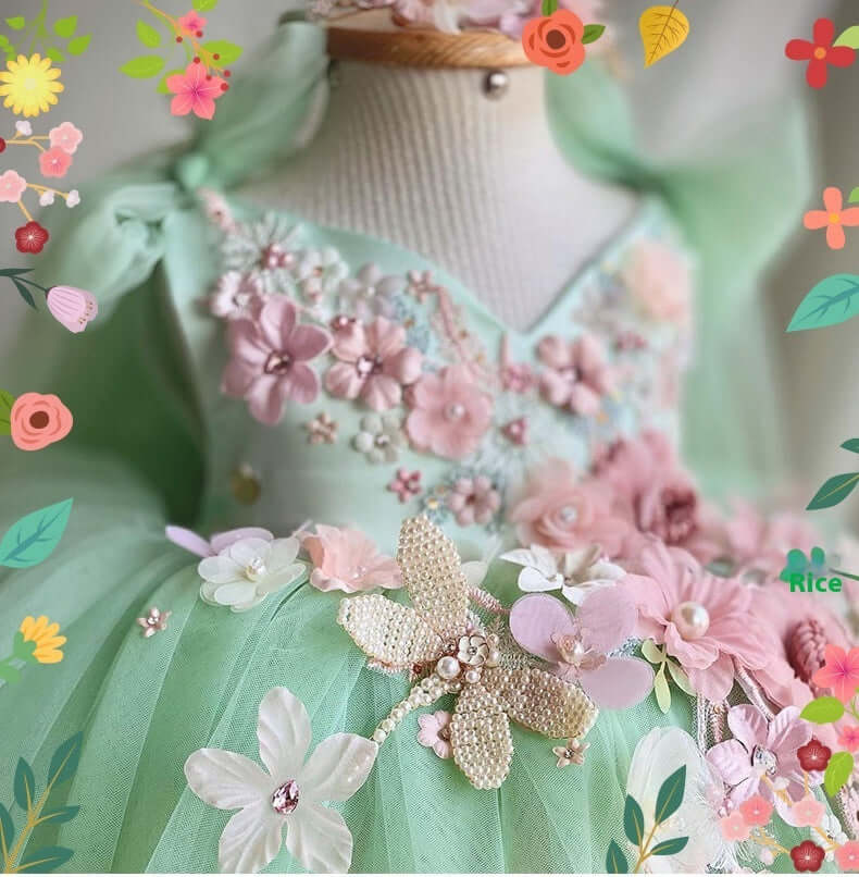 Children's Bow Mesh Bubble Skirt Dress girls dress Luxurious Weddings