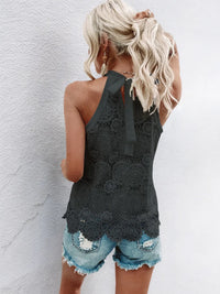 Lace Grecian Neck Tie Back Top Blouse Luxurious Weddings