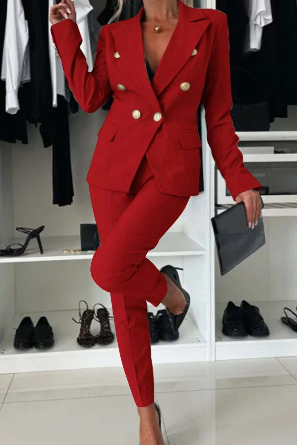 Full Size Lapel Collar Long Sleeve Blazer and Pants Set Plus Size suit sets women Luxurious Weddings