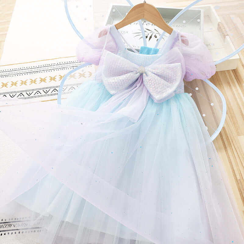 Girls Princess Western Style Rainbow Butterfly Wings Dress girls dress Luxurious Weddings