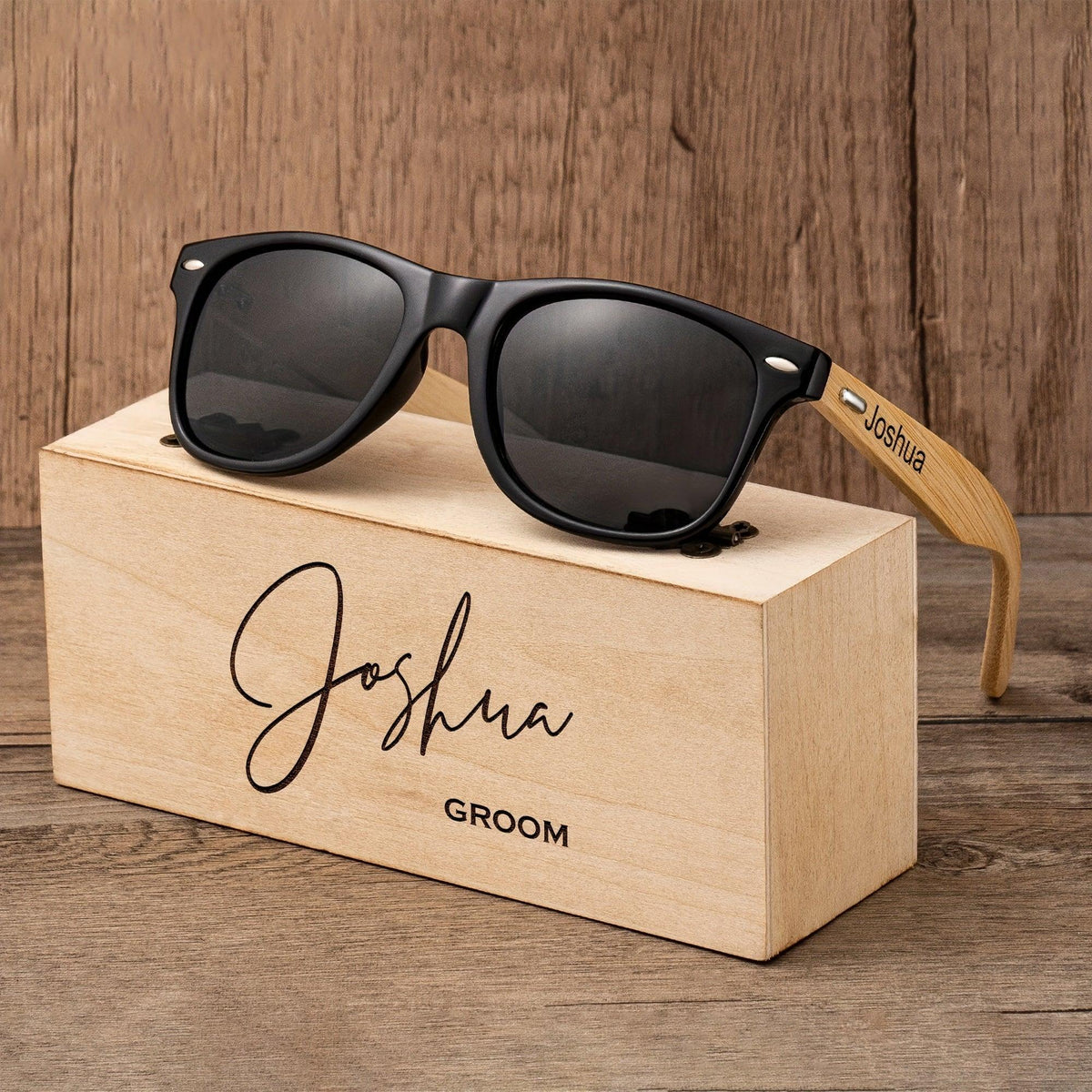 Custom Wooden Sunglasses for Men Groomsmen Gifts Luxurious Weddings