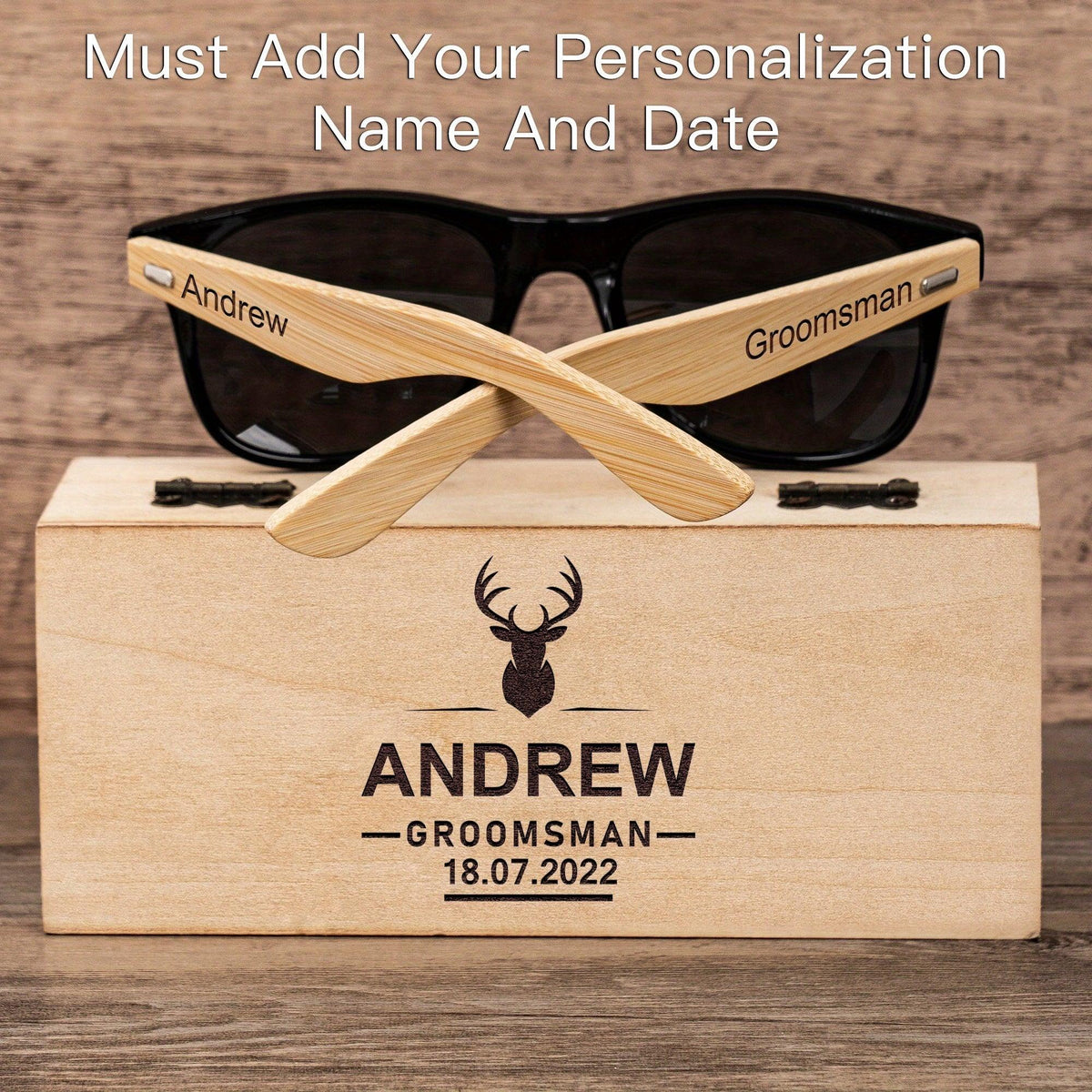 Custom Wooden Sunglasses for Men Groomsmen Gifts Luxurious Weddings