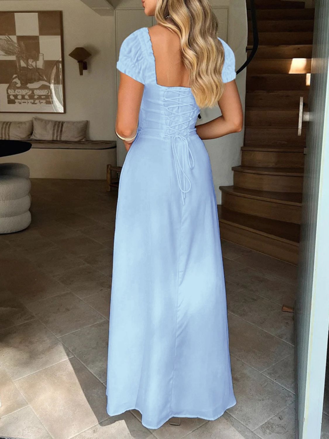 Devine Sweetheart Neck Short Sleeve Maxi Dress Maxi dresd Luxurious Weddings