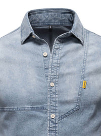 Men's Button Down Collared Neck Denim Shirt Men's Shirts Luxurious Weddings