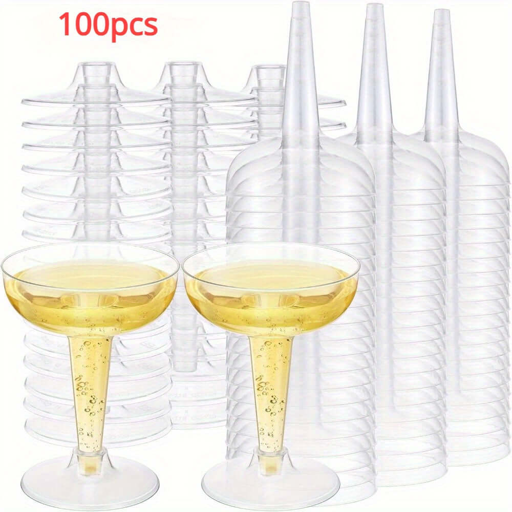 100-Pack Elegant Disposable Champagne Flutes Tableware Luxurious Weddings