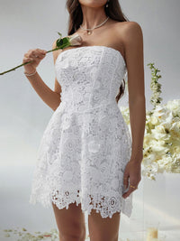 Devine Lace-Up Tube Lace Mini Dress Mini Dress Luxurious Weddings