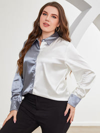 Plus Size Two-Tone Long Sleeve Shirt Plus size Luxurious Weddings