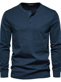 Men's Full Size Quarter Button Round Neck Long Sleeve T-Shirt Plus Size Men’s shirts Luxurious Weddings