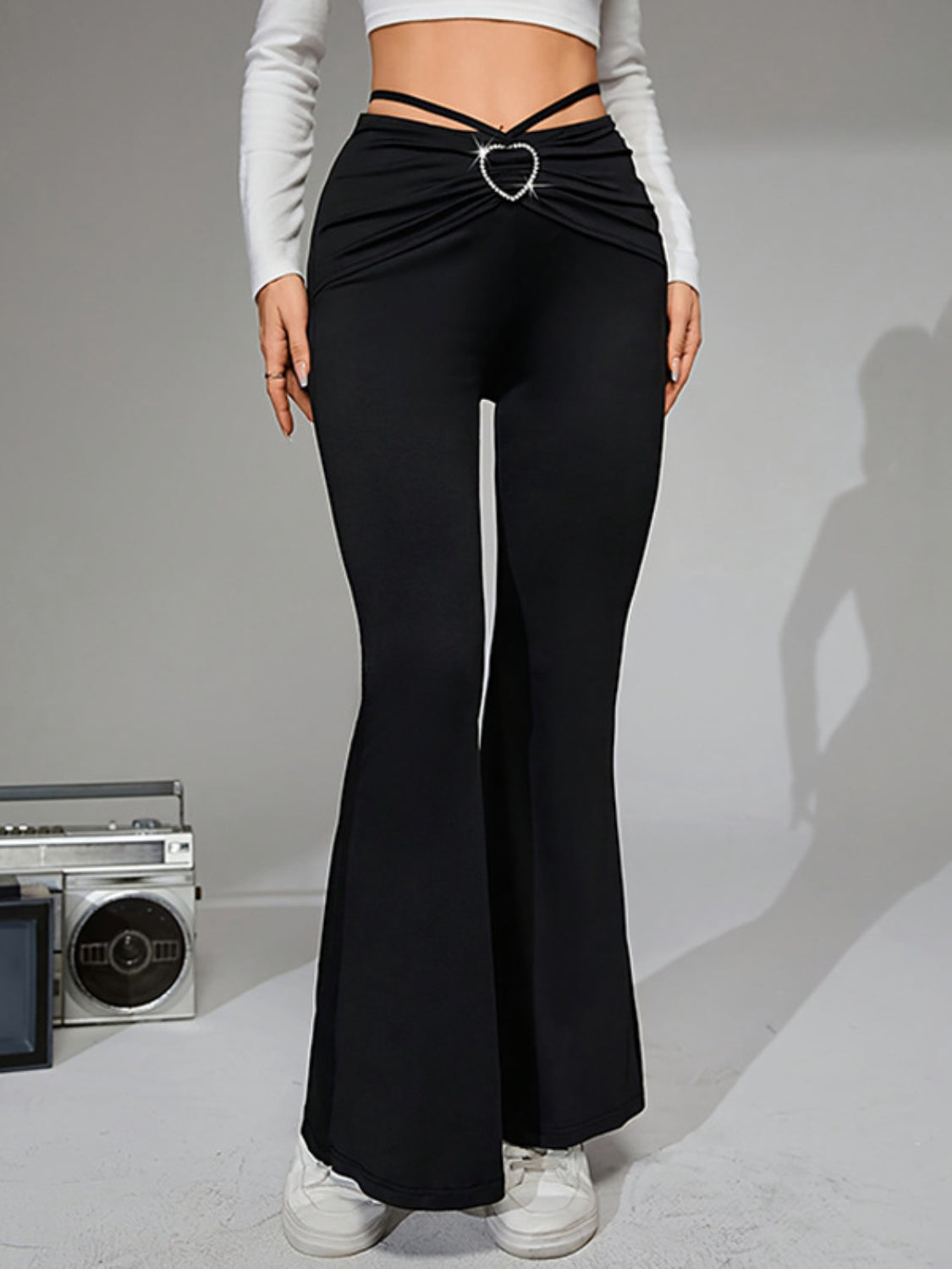 Tie-Back Flare Pants with Heart Buckle Pants Luxurious Weddings
