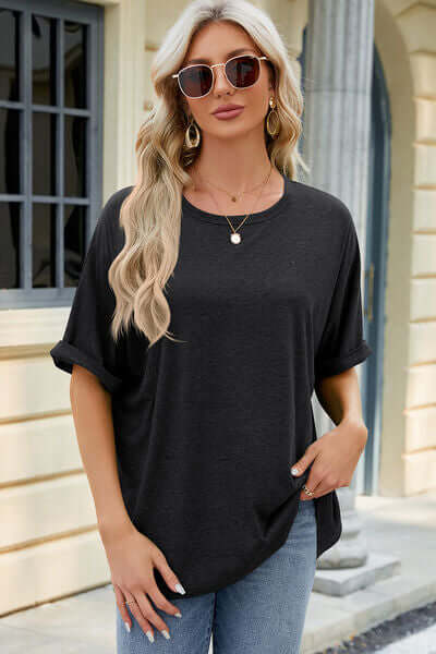 Round Neck Half Sleeve T-Shirt Tops/Blouses & Shirts Luxurious Weddings