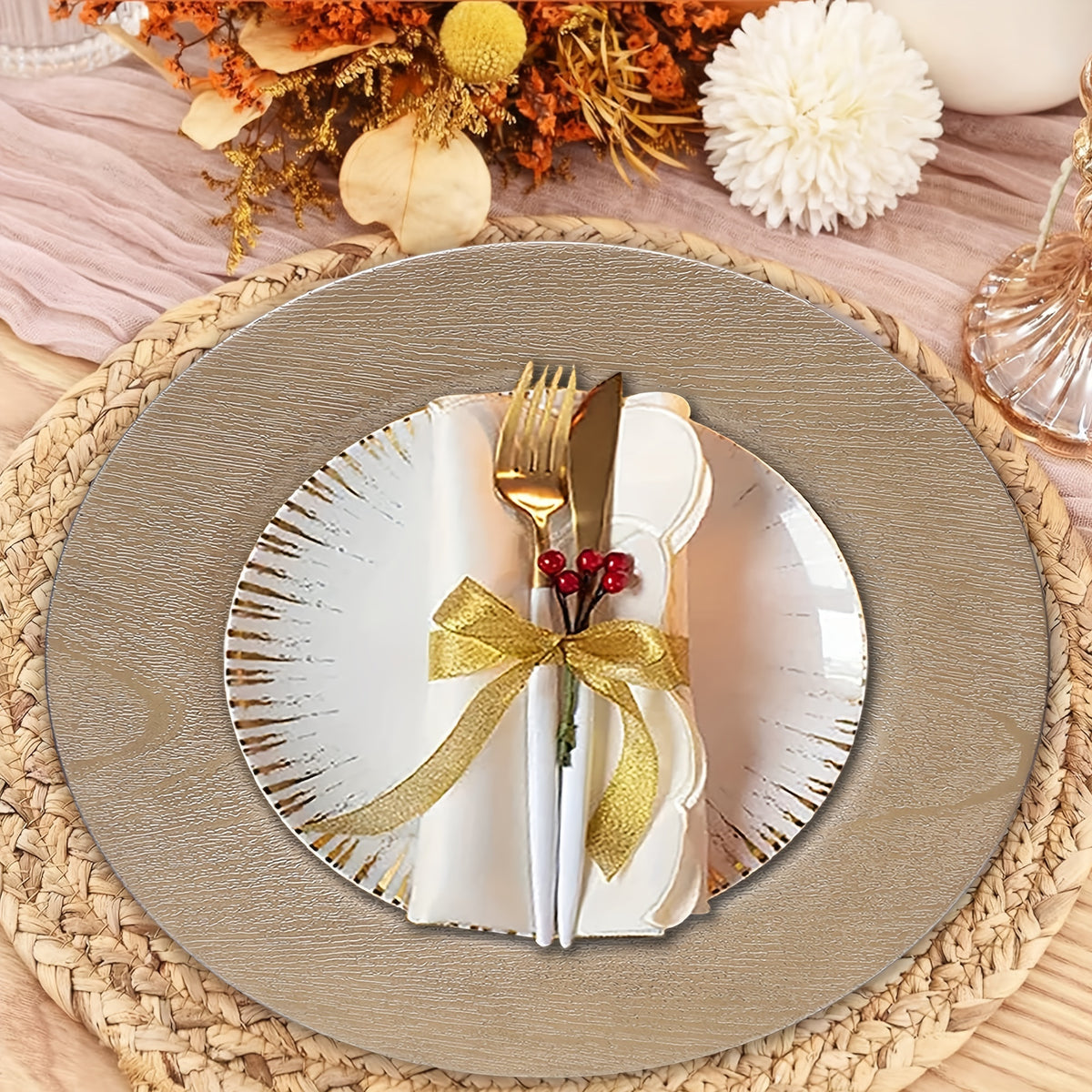 40pcs Elegant Round Plastic Charger Plates Tableware Luxurious Weddings