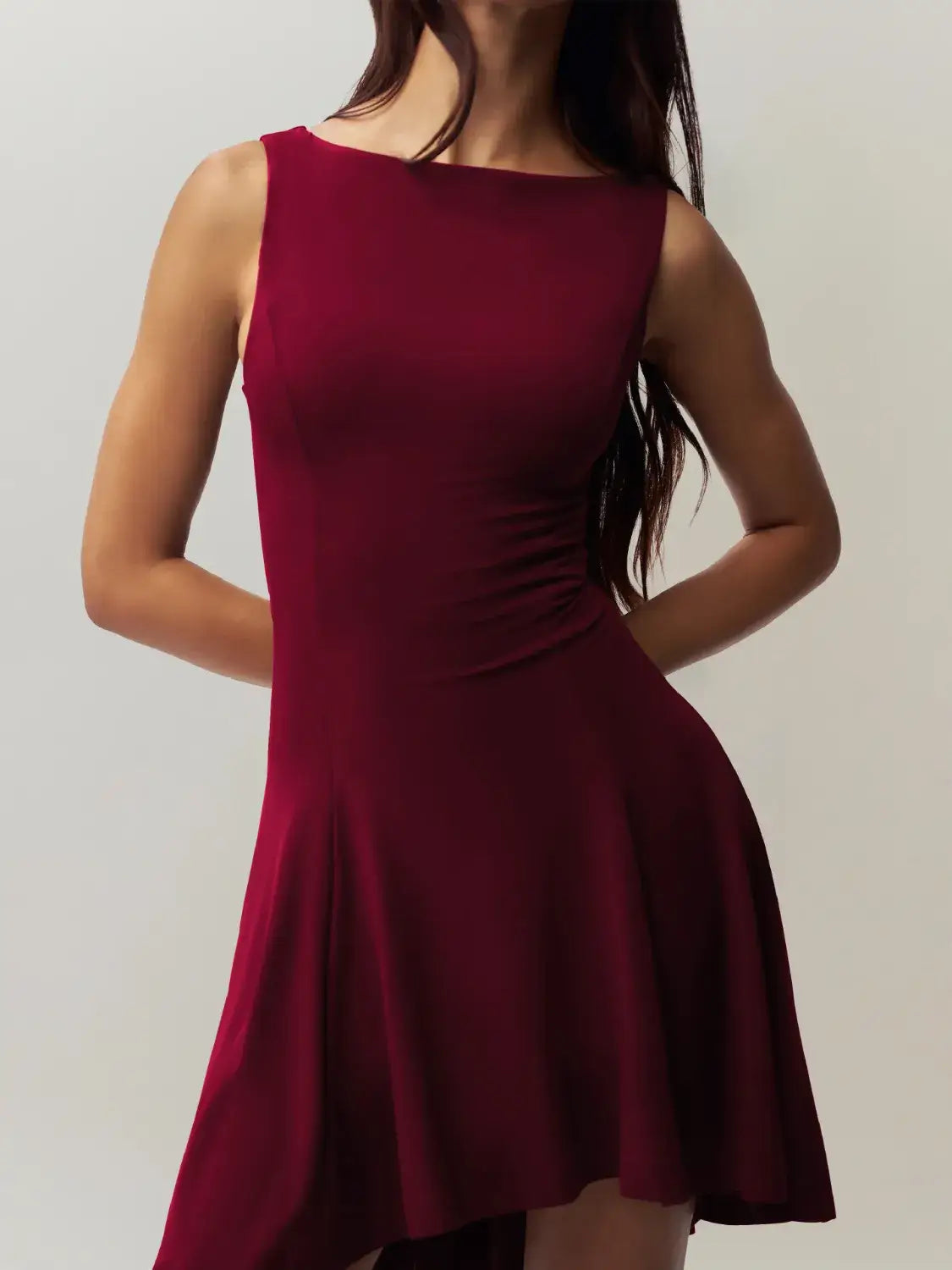 High-Low Round Neck Sleeveless Dress Dresses Luxurious Weddings