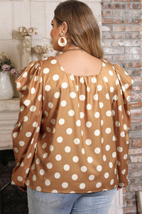 Plus Size Polka Dot Long Sleeve Blouse Plus size blouse Luxurious Weddings