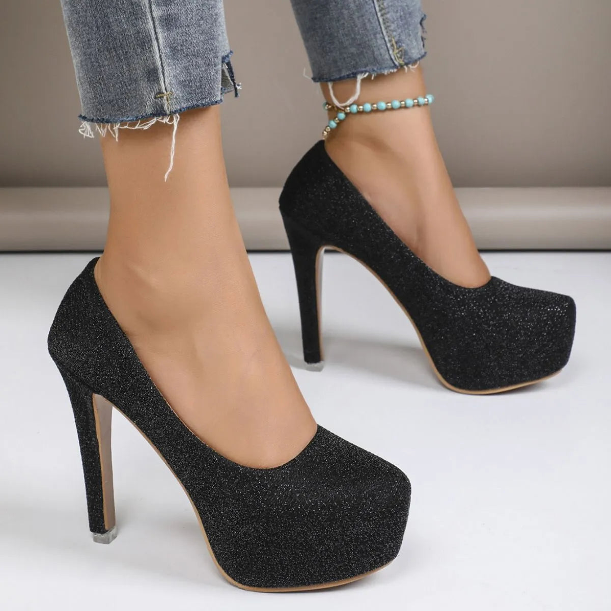 Round Toe Stiletto Pumps High heels Luxurious Weddings