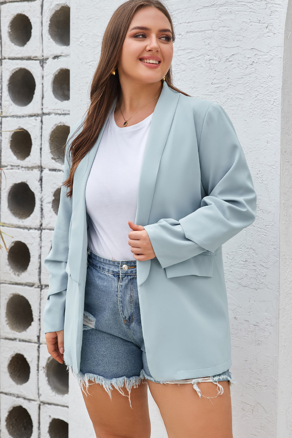 Plus Size Shawl Collar Long Sleeve Blazer Plus size Luxurious Weddings