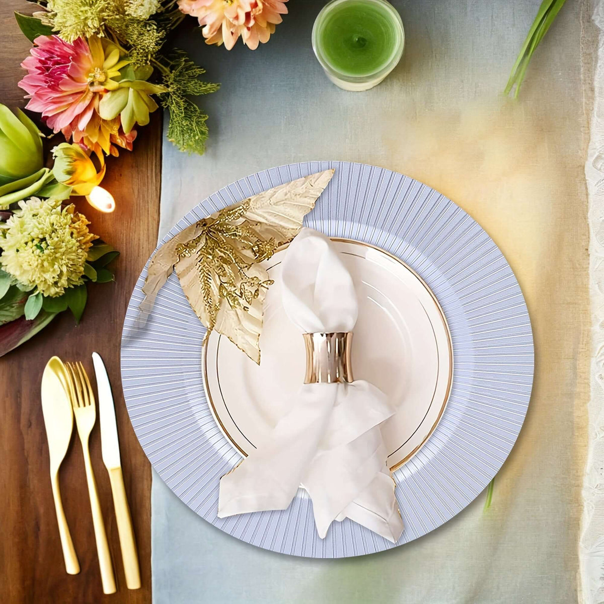 50 Silvery & Golden Charger Plates for Exquisite Table Tableware Luxurious Weddings