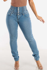 High Waist Buttoned Skinny Hip Lifting Jeans Skinny jeans Luxurious Weddings